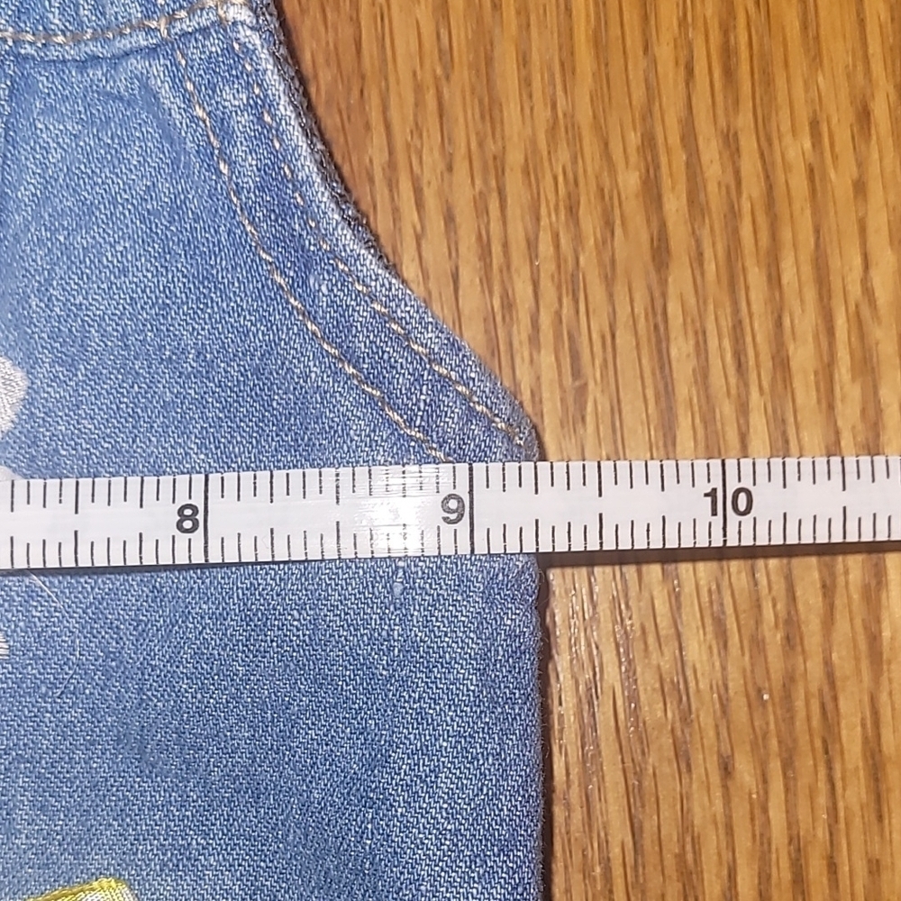 Little Lass Blue Denim Vest Daisy And Yellow Bow Embroidery Snap Buttons LOT-H - Picture 6 of 6